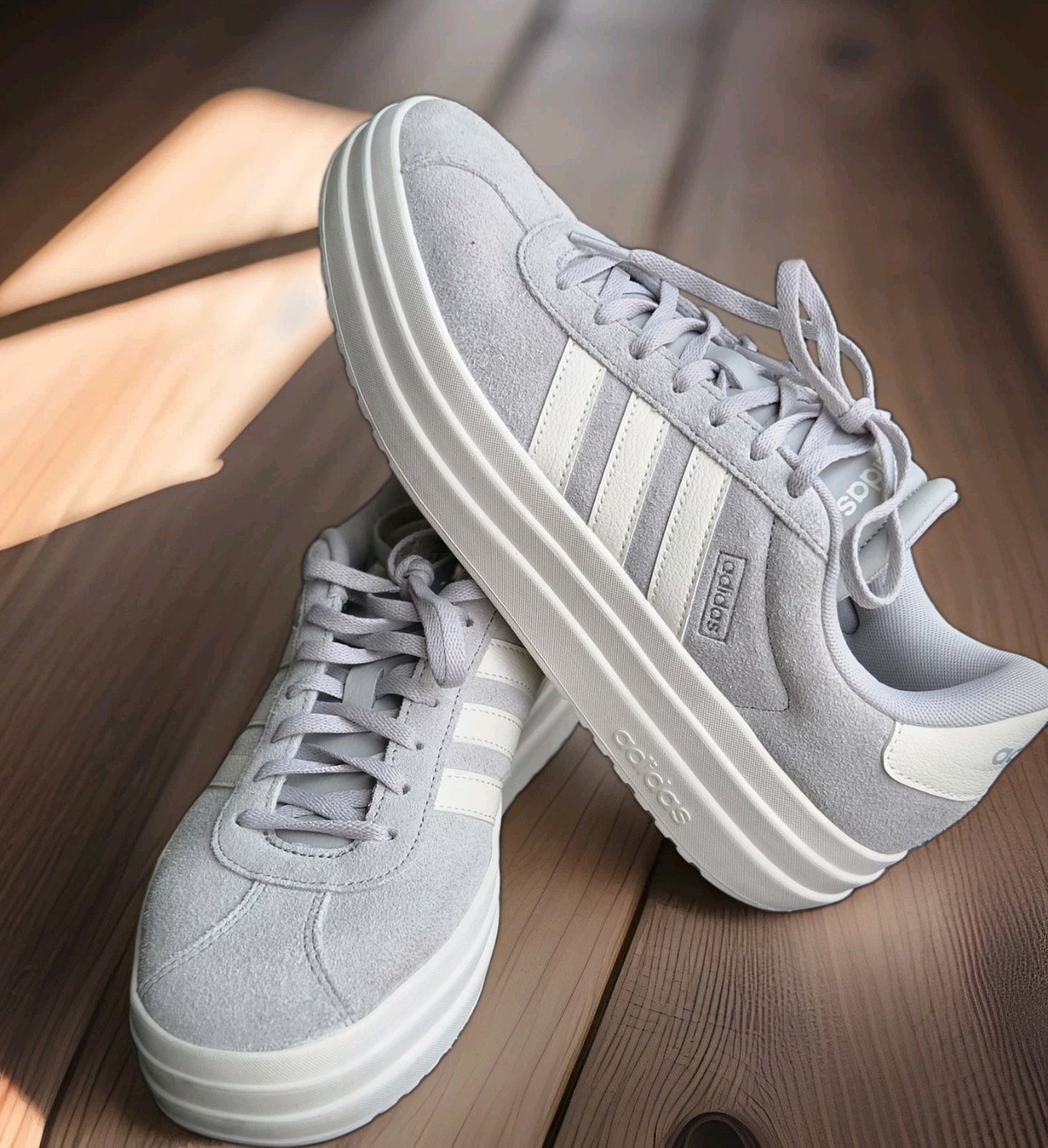 Adidas Vl Court Bold In Grey Two / Off White Women Us 10 Casual Platform Shoes